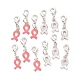 Colgantes de esmalte de aleación de cinta de concientización rosa sobre el cáncer de mama de octubre ENAM-H049-1-1