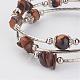Three Loops Wrap Natural Tiger Eye Beads Bracelets BJEW-JB02922-04-2