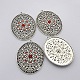 Antique Silver Plated Alloy Oval Big Pendants ALRI-N021-03-3