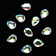 ティアドロップ透明ガラスカボション  ネイルアートの装飾の付属品  多面カット  ゴールド  8x6x3.5mm MRMJ-T009-116A-1