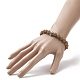 Natural Rudraksha Wood & Alloy Beaded Stretch Bracelet for Women BJEW-JB09145-7