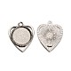 18x4mm Transparent Clear Glass Cabochons and Antique Silver Alloy Heart Pendant Cabochon Settings DIY-X0183-AS-4