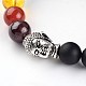 Buddha Head Natural Black Agate(Dyed) Beaded Chakra Stretch Bracelets BJEW-JB02226-02-2