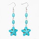 Synthetic Turquoise Beads Dangle Earrings EJEW-JE02797-2