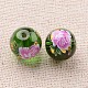 Flower Picture Printed Glass Round Beads GLAA-J088-12mm-A15-2