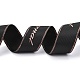 ポリエステルグログランリボン  エッジゴールデンホットスタンピング  ワード模様  工芸品のギフト包装用  diyの弓の花束の装飾  ブラック  1インチ（25mm）  約25ヤード/ロール（22.86メートル/ロール） OCOR-O010-A10-3