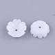 不透明樹脂ビーズキャップ  5花びら  花  ホワイト  9.5x10x3.5mm  穴：1.4mm X-RESI-T040-031A-2