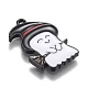 ハロウィンテーマアロイエナメルペンダント  黒い魔女の帽子とほうきを持つ白い幽霊  電気泳動黒  22.5x14.5x1.5mm  穴：1.6mm ENAM-J649-03B-3