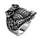 Punk Rock Style Men's 316L Stainless Steel Owl Wide Band Rings RJEW-BB06648-8-2