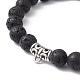 Bracelets extensibles en perles de lave naturelles teintes pour femmes BJEW-JB09665-3