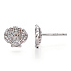 Rhodium Plated 925 Sterling Silver Micro Pave Cubic Zirconia Stud Earring Findings STER-T004-40P-3