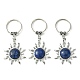 Porte-clés pendentif soleil en lapis-lazuli naturel et laiton G-Z033-03P-01-1