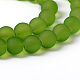 Fili di perle di vetro trasparente tondo smerigliato verde lime X-GLAA-S031-8mm-34-2