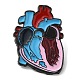 心臓の解剖学エナメルピン  バックパック衣類用電気泳動黒亜鉛合金ブローチ  30x22x1.5mm JEWB-E023-04EB-02-1