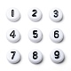 Mix Numbers White Flat Round Acrylic Beads X-PB9111-2