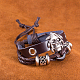 Unisexe réglable crâne en alliage de zinc décontracté et bracelets en cuir multi-brins BJEW-BB15583-9