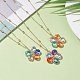 Glass Beaded Flower Pendant Necklace with Satellite Chain NJEW-JN03842-2