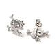 Rack Plating Brass Pave Clear Cubic Zirconia Skull Stud Earrings EJEW-F301-29-3