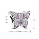TINYSAND 925 Sterling Silver Colored Glittering Butterfly Cubic Zirconia European Beads TS-C-184-2