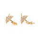 Brass Micro Pave Clear Cubic Zirconia Stud Earring Findings X-KK-S360-093B-NF-3