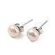 Boucles d'oreilles à perles rondes en perles naturelles EJEW-E298-01B-02P-1