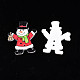 クリスマス 2 ホール スプレー塗装メープル木製ボタン  片面プリント  サンタクロース  レッド  38x32x2mm  穴：1.6mm WOOD-N005-40-3