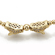 Braccialetti di perline intrecciati in ottone ZIRC-T006-22G-01-3
