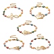 Placage sous vide 304 bracelet à maillons en acier inoxydable avec des chaînes de mauvais œil en émail coloré pour les femmes BJEW-B062-01G-1