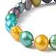 2 Uds. Juego de pulseras elásticas con cuentas de perlas naturales teñidas de 2 tamaños para madre e hija BJEW-JB09189-6