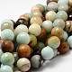 Faceted Round Natural Flower Amazonite Beads Strands G-K074-F12mm-1