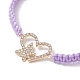 Bracelet à maillons coeur en alliage de strass BJEW-JB10002-02-3