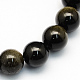 Brillance dorée naturelle perles rondes obsidienne brins G-S157-6mm-1