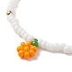 Glass Seed Braided Orange Charms Bracelet for Women BJEW-TA00140-04-4