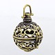 Round with Heart Brass Hollow Cage Pendants KK-P026-08AB-NR-1
