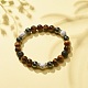 Bracelet extensible en perles rondes avec pierres précieuses naturelles et pierre de lave et howlite et hématite synthétique BJEW-JB08180-5