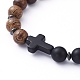 Natural Wood Beads Stretch Bracelets BJEW-JB05231-02-2