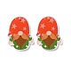 クリスマス透明プリントアクリルパーツ  ピアスのアクセサリー  gnome  レッドオレンジ  34.5x25x2.5mm  穴：1.6mm TACR-G036-02-2