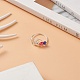 Плетеное кольцо на палец из стеклянных бусин RJEW-TA00063-2