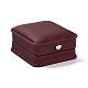 Puレザージュエリーボックス  レジンクラウン付き  ペンダント包装箱用  正方形  暗赤色  8.5x7.3x4cm CON-C012-04B-2