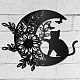 Creatcabin gatto nero luna arte da parete girasole decorazione in metallo sculture da parete gotico decorativo appeso frontoni ornamento per la casa soggiorno cucina bagno camera da letto inaugurazione della casa ufficio 11.8 x 10.2 pollice AJEW-WH0306-024-7