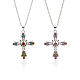 Anattasoul 2-teiliges Halsketten-Set mit Strass-Herz-Kreuz-Anhänger in 2 Farben NJEW-AN0001-26-1