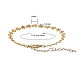Латунные браслеты-цепочки с цветочными звеньями и браслеты из граненого стекла BJEW-SZ0001-016G-3