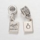 Rectangle with Word Passport Alloy European Dangle Large Hole Pendants X-MPDL-F017-06-2