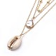 Cowrie Shell and Plated Natural Baroque Pearl Keshi Pearl Tiered Necklaces X-NJEW-JN02389-2