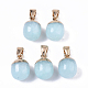 Top Golden Plated Natural White Jade Pendants G-T131-03P-1