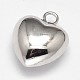 Rhodium Plated 925 Sterling Silver Heart Charms STER-F017-03A-1