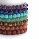 7Pcs 7 Style Natural & Synthetic Mixed Gemstone Stretch Bracelets Set with Alloy Buddha Head Beaded BJEW-JB08783-6