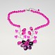 Flower Glass Beads Bib Statement Necklaces NJEW-P102-76C-2