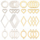 SUNNYCLUE 1 Box 32Pcs 4 Styles Heart Connector Charm Hollow Charms Stainless Steel Geometric Oval Rhombus Ring Charm Link Charm for Jewelry Making Charms DIY Bracelet Necklace Crafts Women Adults STAS-SC0005-06-1