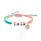 Bracelet de perles tressées word love avec breloque cœur en alliage d'émail BJEW-JB07835-4
